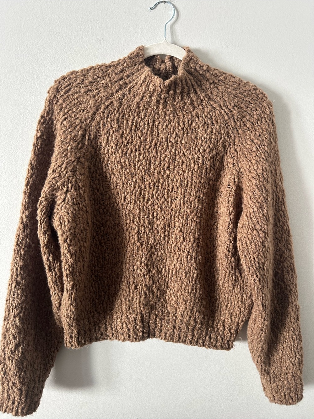 Maeve Chunky Knit Turtleneck Sweater in Warm Brown